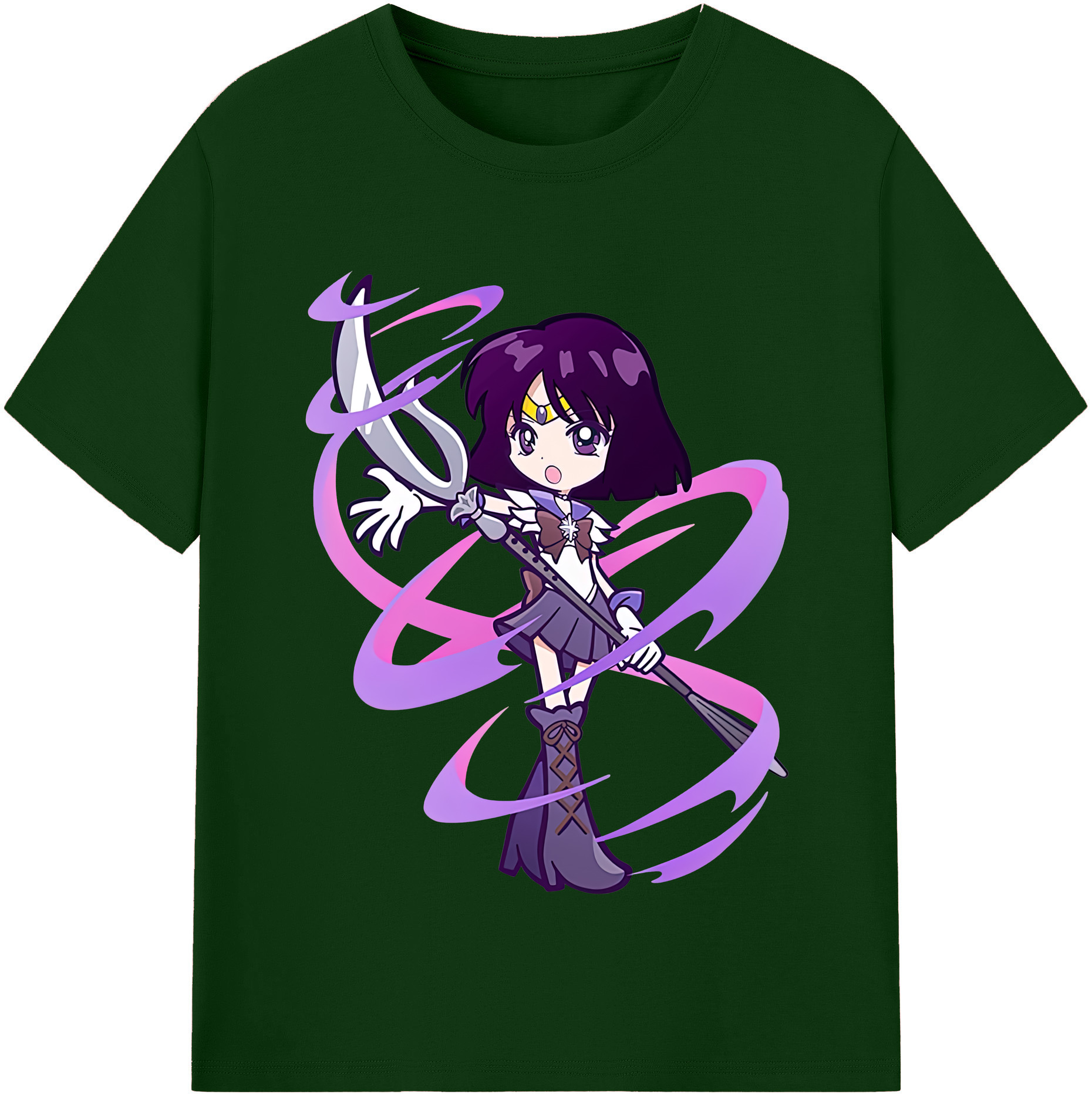 （画像用） 美少女戦士セーラームーン 土萠ほたる Sailor Moon Tomoe Hotaru （セーラーサターン；Sailor Saturn） 綿100％半袖Tシャツ（フロントプリント）